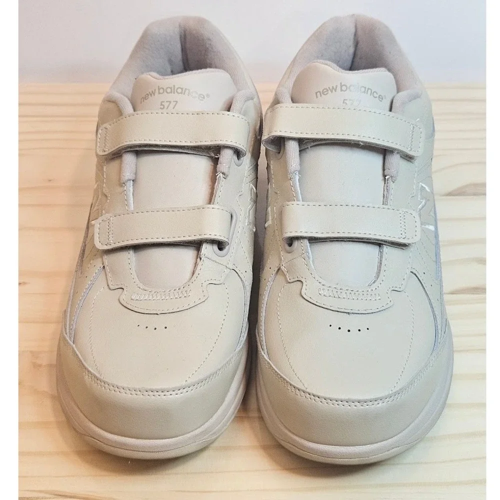 New Balance 577 Mens Walking Shoes Bone Leather Hook Loop MW577VB 10.5 2E Wide